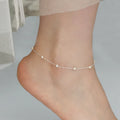 Aimgal Fine Jewelry Wholesale S925 Silver 18k Gold Plated Natural Freshwater 4-5mm Mini Rice Pearls Trendy Anklet 23cm+3cm