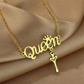 Wholesale No Fade Fashion Jewelry Stainless Steel Key Necklace Love Crown Letter Queen Pendant Necklace