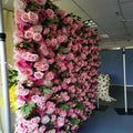 8ft 10ft Cheap pink and Green Faux Floral Wall Backdrop Panel 3D Roll up Artificial Silk Rose Flower Wall for Wedding Decor