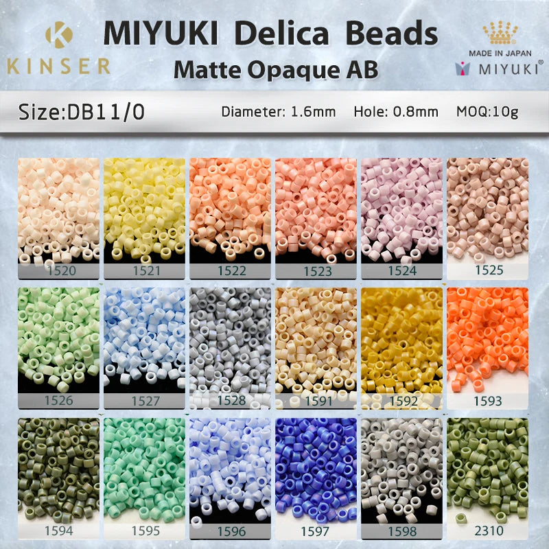 Miyuki Delica Beads 1.6 mm [19 Color Matte Opaque  AB 3 ]10g Pack