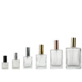 Home Fragrance Fat Square Glass Perfume Bottle Packaging 30ml 50ML 100ml Customized Liquid Room Mist Spray Bottles with Cap