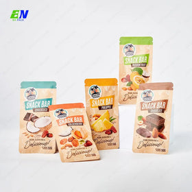 Custom Printed Ziplock Stand up Pouch Biodegradable Bags Packaging Bag Kraft Paper Bag