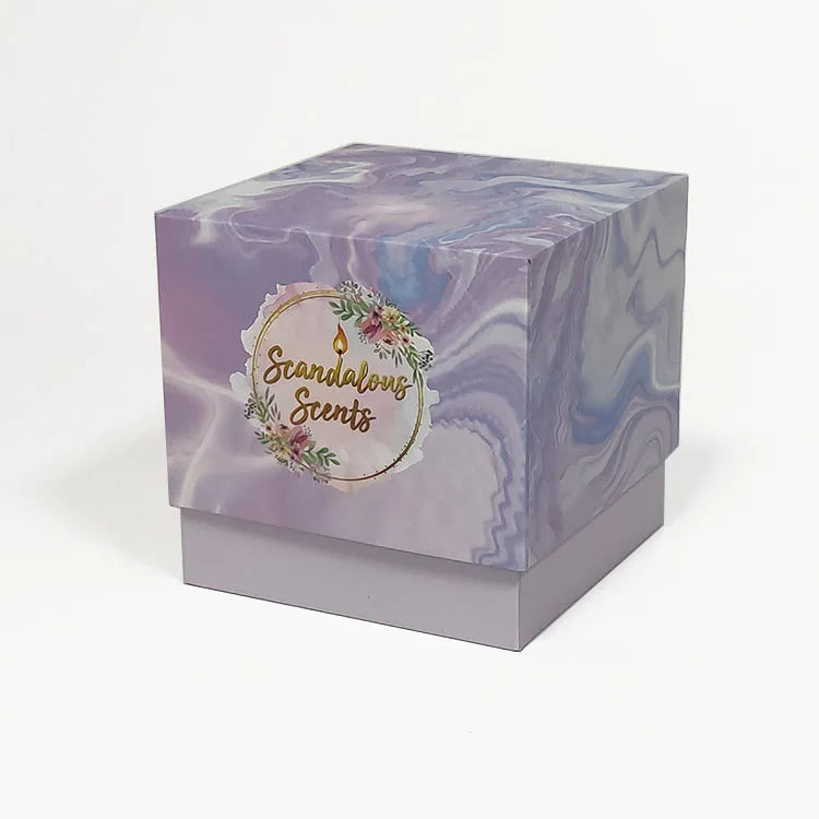 Professional Manufacture Beautiful 'Lavander' Rigid Candle Gift Box Economic Embossing Matt Lamination Recycled Sponge Lining