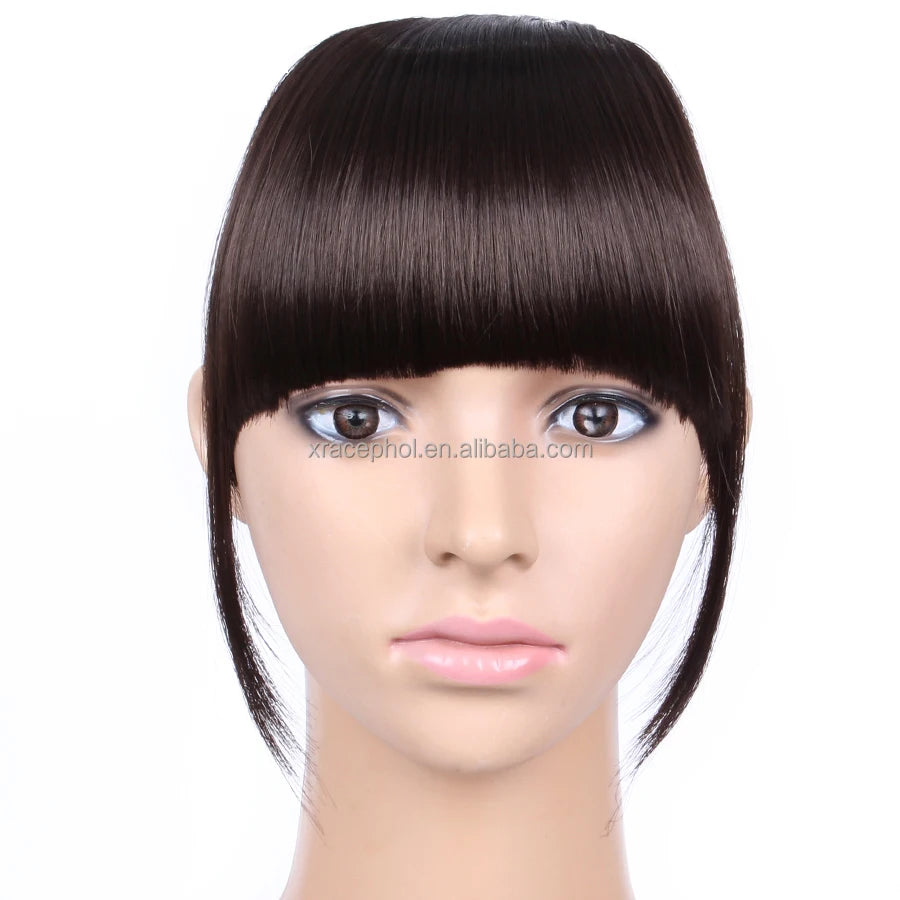 Synthetic Clip in Fringe Bangs  Short Straight Soft Natural Fell Front Neat Hair Pieces Bangs Clip in Hair Extensions for Women