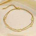 2024 Stainless Steel Double Layer Anklet Gold Plated Fashion Jewelry for Banquet Parties Wholesale Simplicity New Design