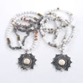 Spring/Summer New Fashion Bohemian 6mm White Howlite Natural Stone Glass Knot Necklace Turquoise Metal Flower Pendant Necklace