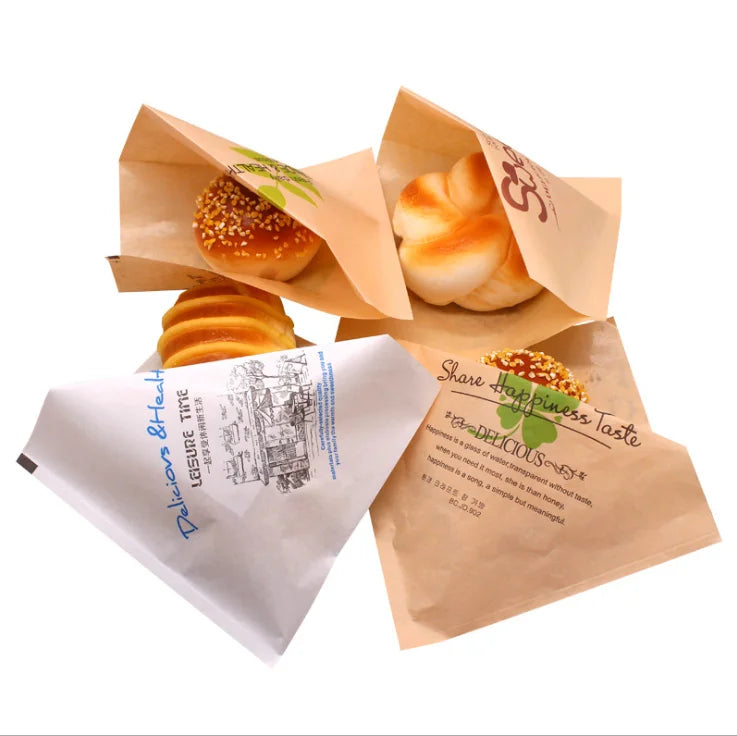 Oil-proof triangle paper Bag instant bread doughnut Food convenient packaging bag