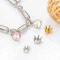 Inlaid Gemstone Stainless Steel Six-Claw Base Tray Buckle Zircon Diamonds Clasps for Pendants & Charms Jewelry Making