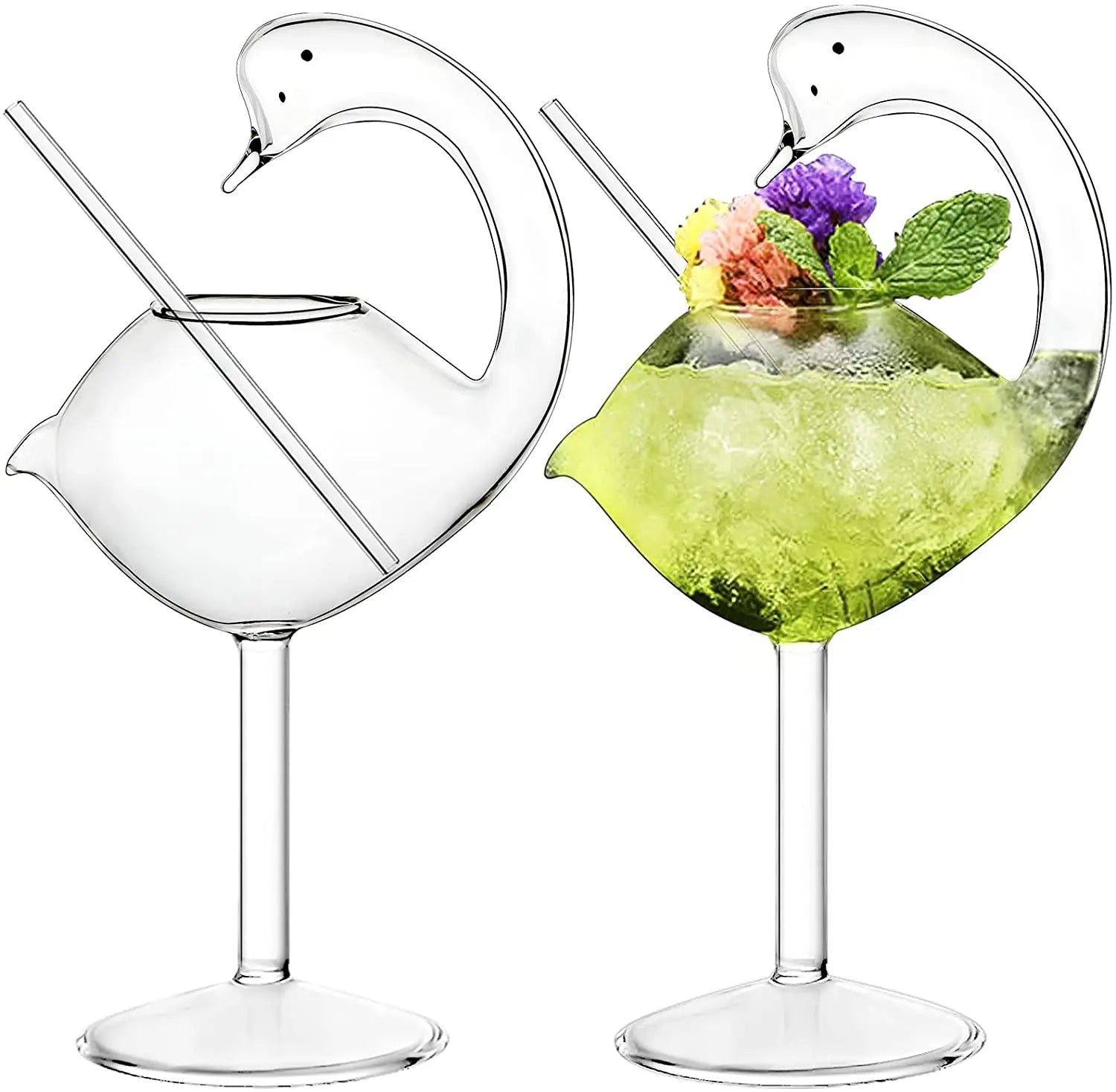 Set of 2 Creative Swan 6 Ounces Cocktail Glasses Unique Wedding Gift