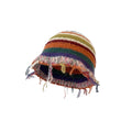 Autumn Winter Warm Knit Hat Design Rainbow Stripes Handmade Crochet Tassels Bucket Hat Unisex Street Fashion Cotton Wool Cap