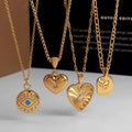 Nordic Style 18K Gold Plated Stainless Steel Jewelry Heart Shaped Charm Pendant Necklace With Single Stone