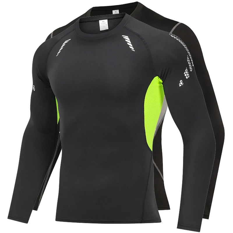Splice Mesh Breathable Long Sleeve Mens Gym Fitness Compression T-Shirt Custom MMA BJJ Rash Guard UPF50+ Eco-Friendly