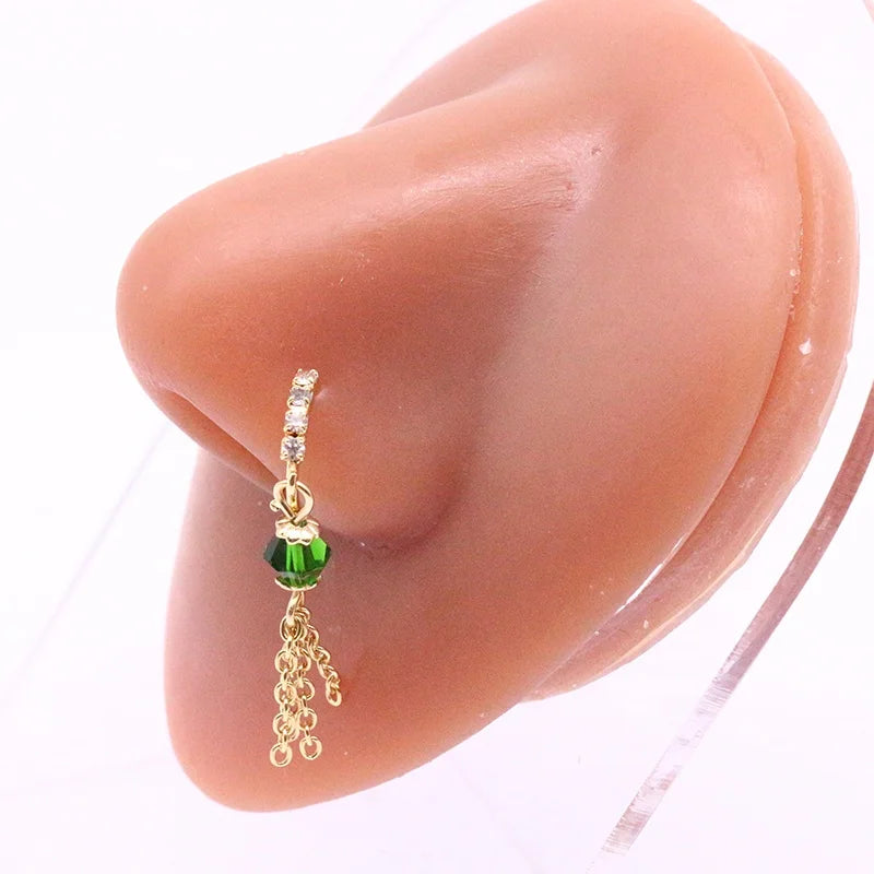 Gaby Women's Stainless Steel Nose Ring Gold Plated Designer Pendant Chain Tassel Dangling Cute Wholesale Piercing for Gift