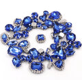 Light Blue 3D Sew-On Mixed Claw Drill Crystal Buckle Glass Rhinestones with Silver Claw 50pcs/bag Loose Rhinestones