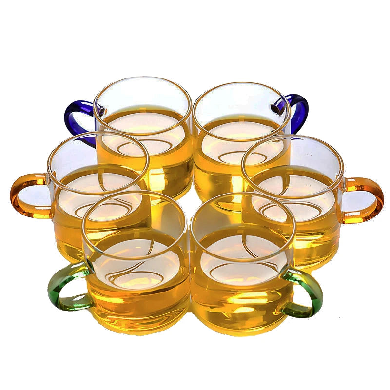 Small Borosilicate Glass Espresso Cups with Handle 120ml/4oz Lead Free BPA Free for Coffee Tea Water Juice