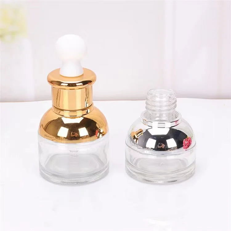 20ml 30ml in Stock Gold Short Glass Colored Dropper Bottle Packaging Skin Care Packaging