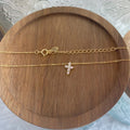 Customized Design Gold Plated Sterling Silver Minimalist Tiny Zircon Cross Necklace