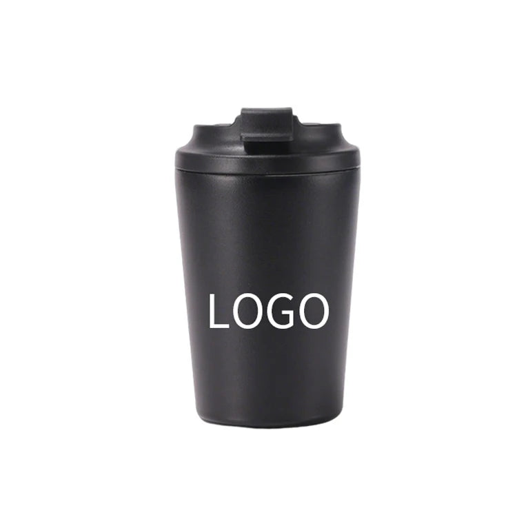 12 oz Insulated Vacuum Coffee Mug Black Color Thermos Stainless Steel Travel Coffee Cup Tumbler for Gifts