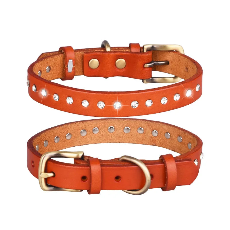 Studded Leather Dog Collar Vintage Rivet Design Adjustable Durable Pet Collar for Small Medium Large All Dogs