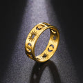 Myshape Hollow Sun Moon Ring Stainless Steel Gold Vintage Women's Rings 2023 Boho Aesthetic Jewelry Valentine's Day Gift Lover