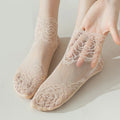 4Pairs /set Fashion Popular Summer Solid Color Shallow Mouth Cotton Bottoming Invisible Socks Thin Lace Female Boat Socks