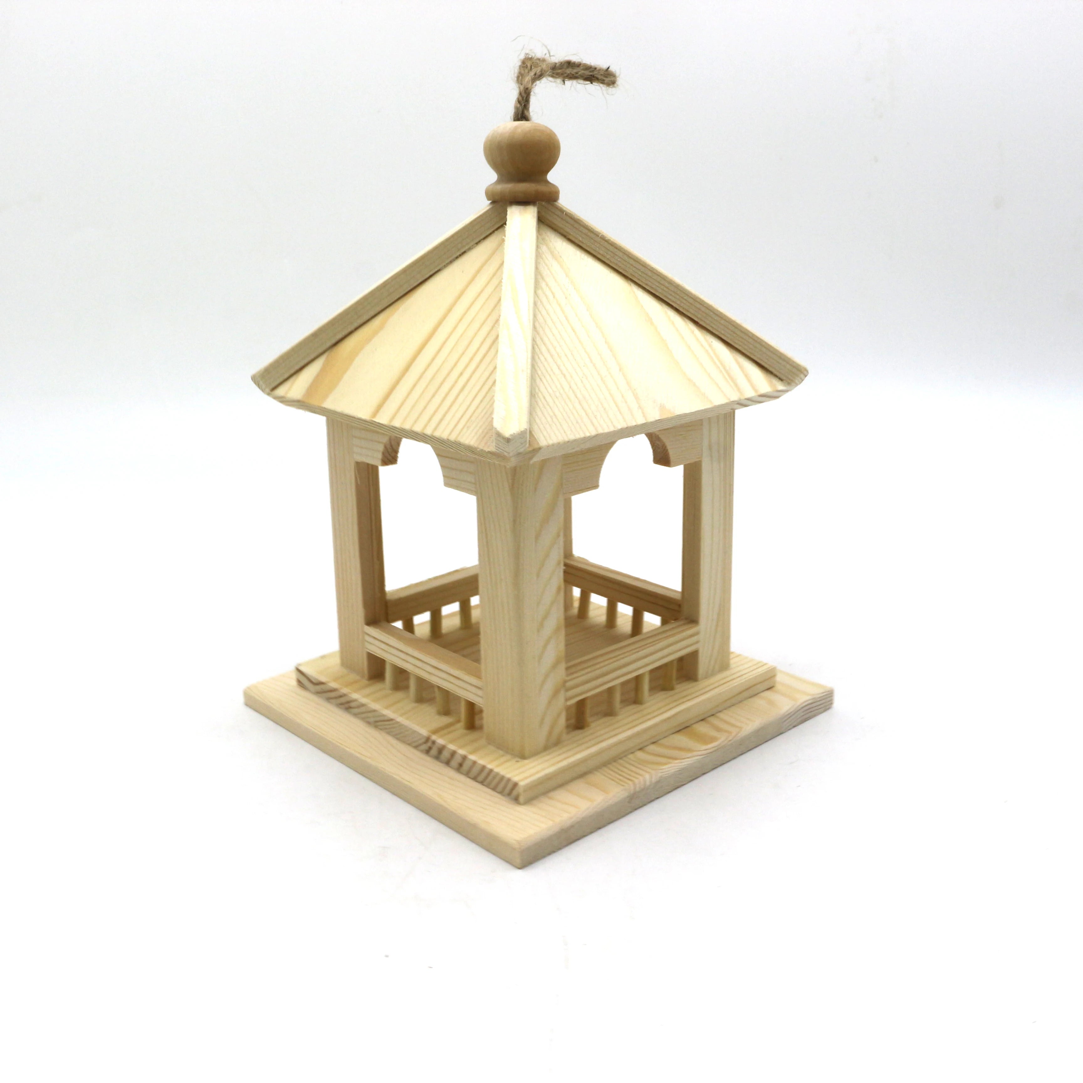 Factory Cheap Wholesale Hanging Big Classic Engraved Natural Wooden Wall-Mounted Customized Bird Houses Outdoor Birdcage for