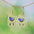 Cute Cat Handcrafted Earrings Pressed Flowers Animal Drop Dangle Earrings Stainless Steel Ear Wire Fashion Jewelry for Women