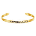 Stainless Steel Gold Open Cuff Bangle Engraved ALHAMDULILLAH Unisex Trendy Bracelet