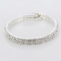 Flash Diamond Women's 2-Row Crystal Bracelet Fashion Accessories with Rhinestone Coil Stretch Wrap