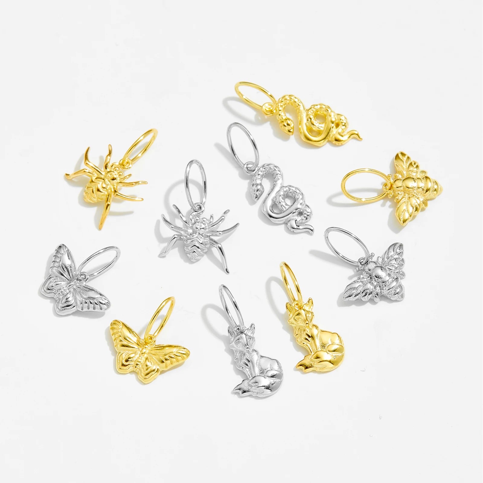 FUAMAY Fashion 18K Gold Plated Sterling Silver Snake Butterfly Anime DIY Pendant Necklace for Wedding Engagement Party