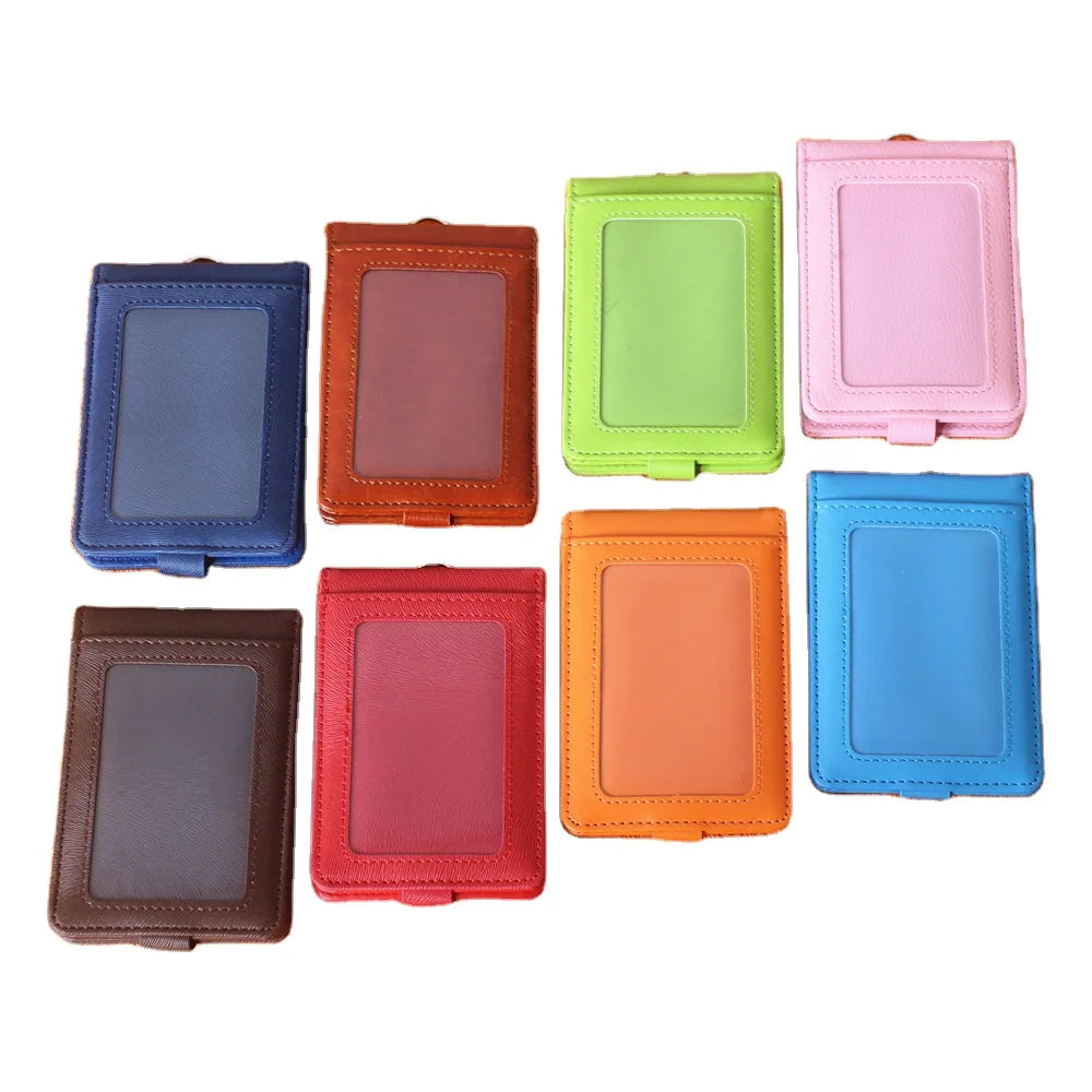 Wholesale Students Name Card Holder Pu Leather Lanyards ID Card Holder Unisex Business Working Card Badge Holder Cover