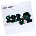 Luxury Jewellery Packaging Case Mini Velvet Engagement Couple Single Ring Box Hexagon Dark Green Velvet Wedding Ring Box