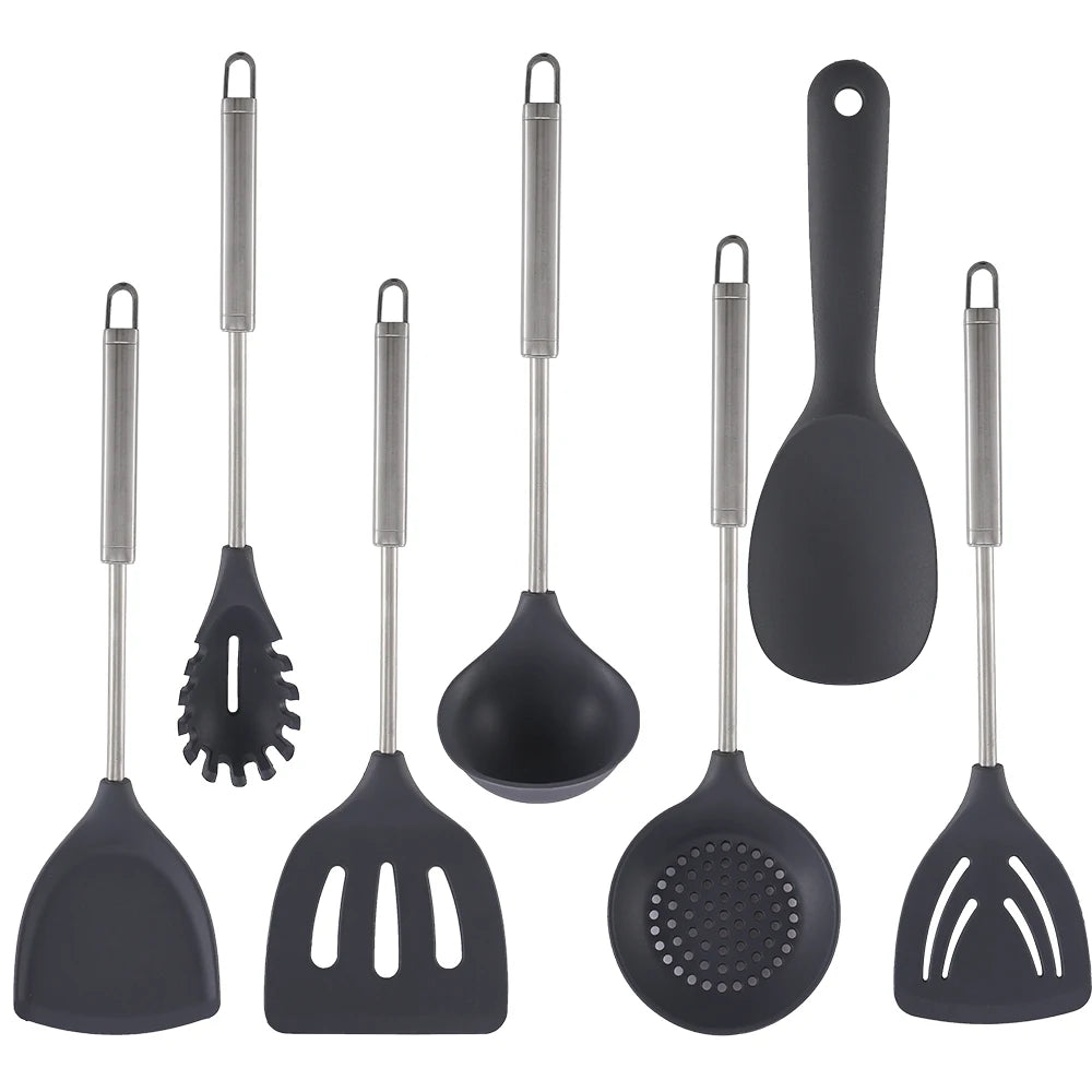 Kitchen Accessories Nonstick Silicone Baking Utensils Heavy Duty Stainless Steel Kitchen Cooking Utensils Set BFJM022
