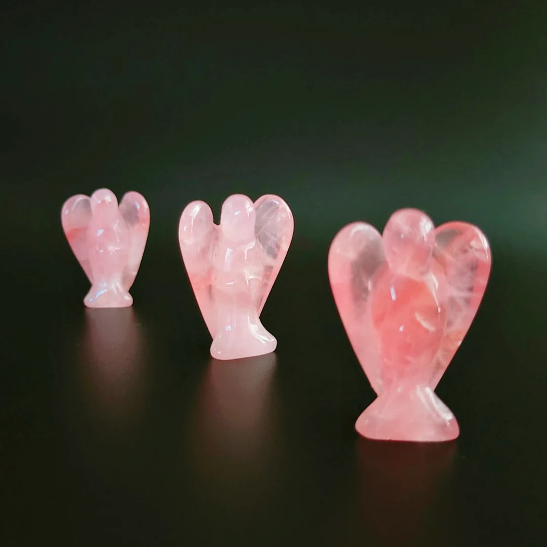 Huiying Exquisite Lovely Mini Natural Crystal Rose Quartz Angels love Gift