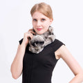 MWFur Chinchilla Rex Rabbit Fur Scarf with Ball Fashion Women Collar Scarf