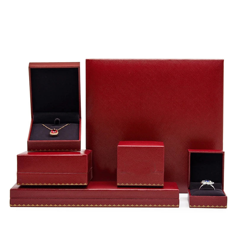 Wholesale Customizable Square Simple Portable Ring Pendant Bracelet Necklace Box High Grade Leather Paper Snap Closure Jewelry