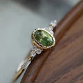 Huitan Wholesale Unique Oval Olive Crystal Finger Rings for Elegant Wedding Fashion Party Gold Plated CZ Rings for Women