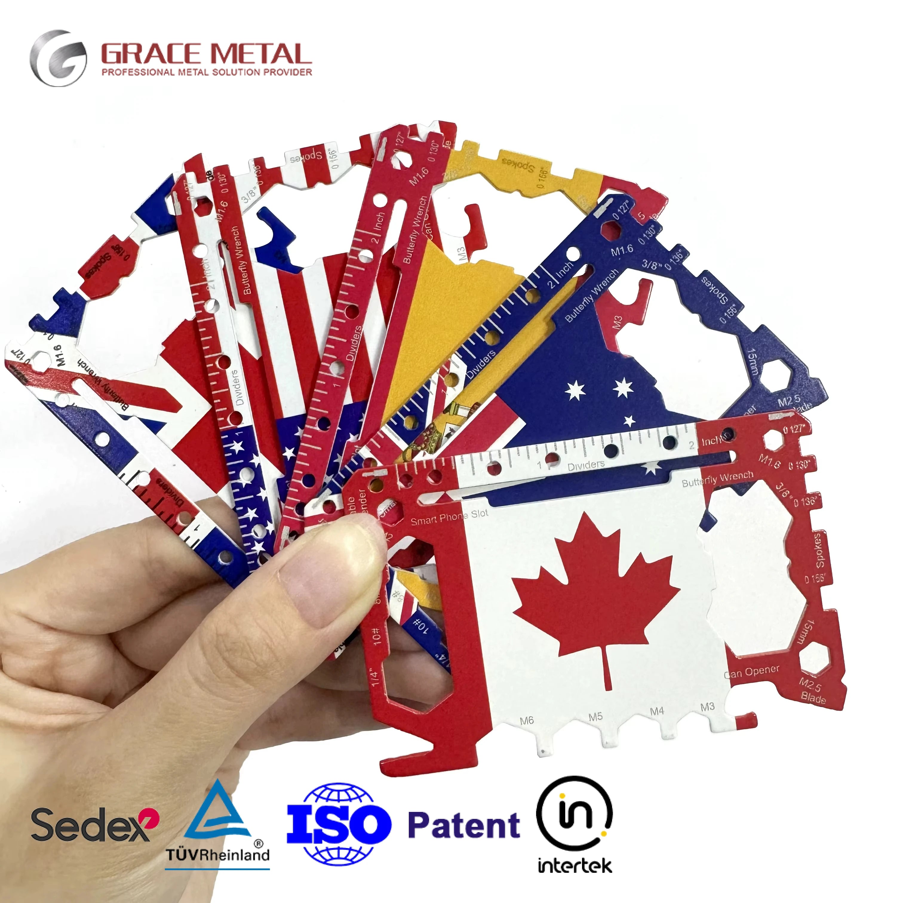 Wholesale National Flag Multifunctional Custom LOGO Wallet Multi Tool Card
