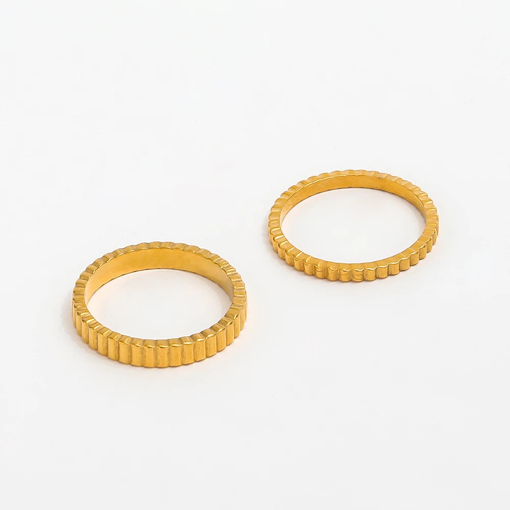 Fenny 18K Gold Plated Wholesale Waterproof Trendy Classic Gear Shaped Stainless Steel Finger Ring Trend for Women