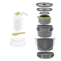 Portable Aluminum Alloy Outdoor Camping Cooking Set Cookware Utensils Tableware Hiking Picnic Kettle Pot Pan for 5-6 Persons