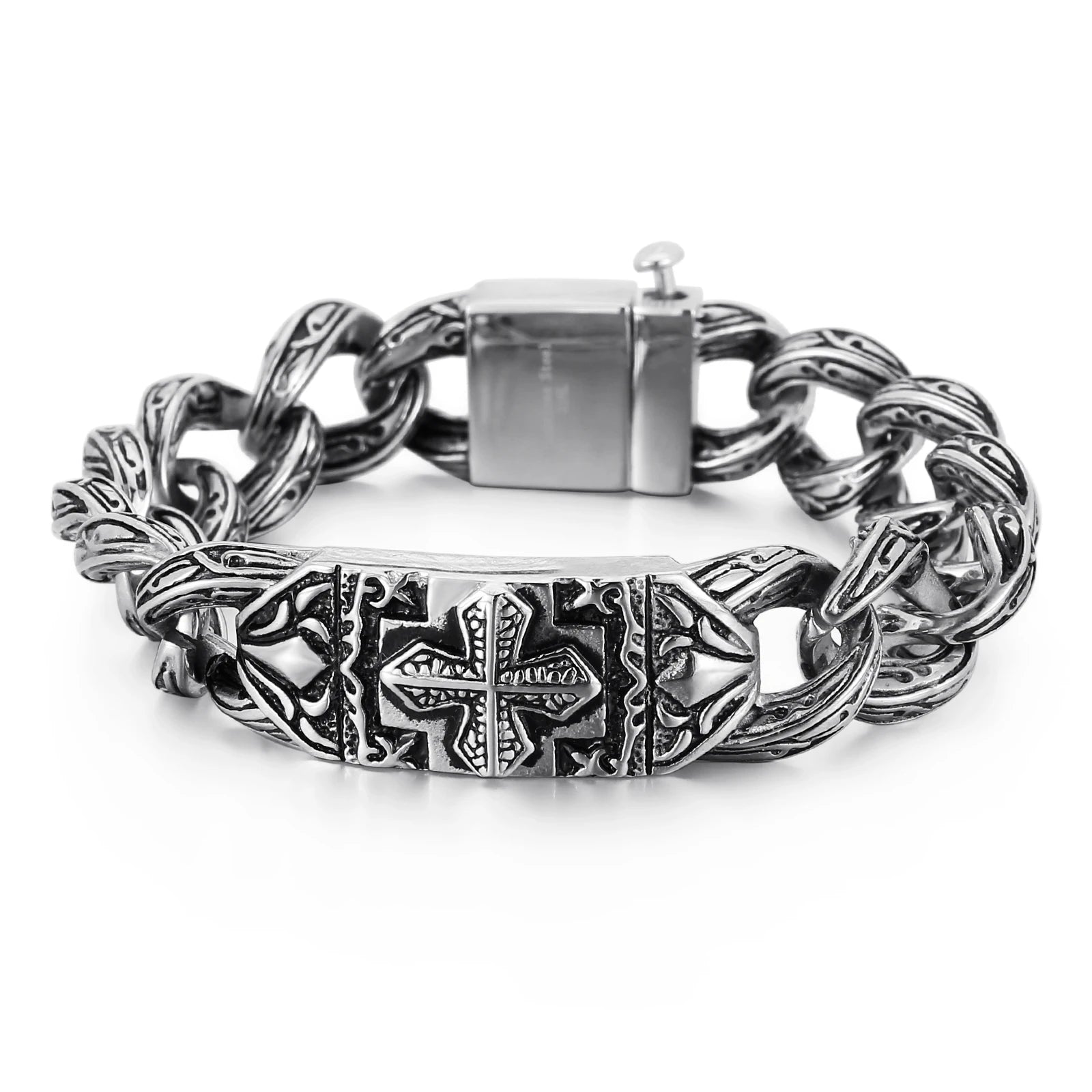 KALEN Fashionable Retro Cross  Stainless Steel Bracelet Man