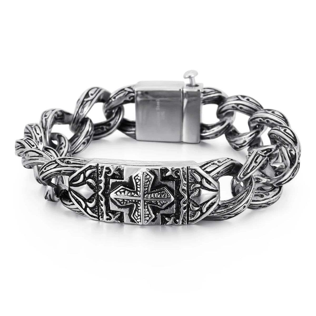 KALEN Fashionable Retro Cross Stainless Steel Bracelet Man MegaBDM