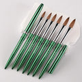 High Quality Luxury Nail Brush Metal Green Handle Acrylic Kolinsky Nail Brush for Nail Art