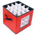 Xmas Decorations Nonwoven Red Christmas Storage Box Container with Dual Zipper Dividers Christmas Ornament Storage Box