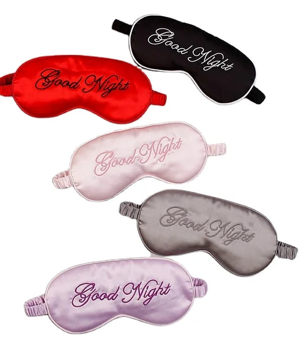 Funny Embroidery Silk Satin Sleeping Eye Mask Eye Cover for Night Sleep