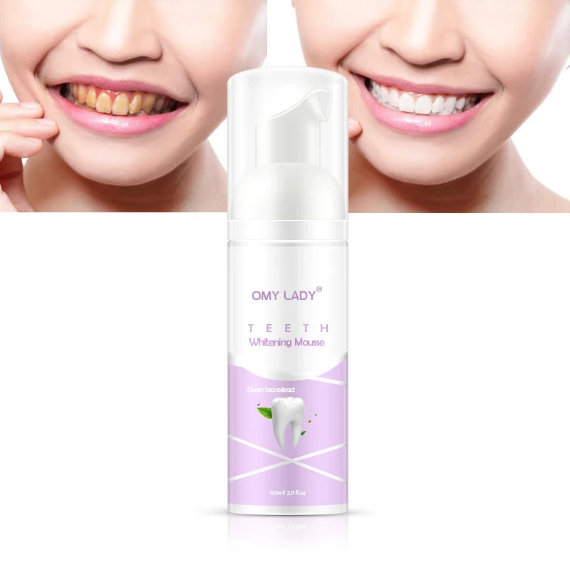Omy Lady Natural Green Tea Extracts Teeth Cleansing Serum & Teeth Whitening Foam 60ml GMPC Certified 3-Year Shelf Life