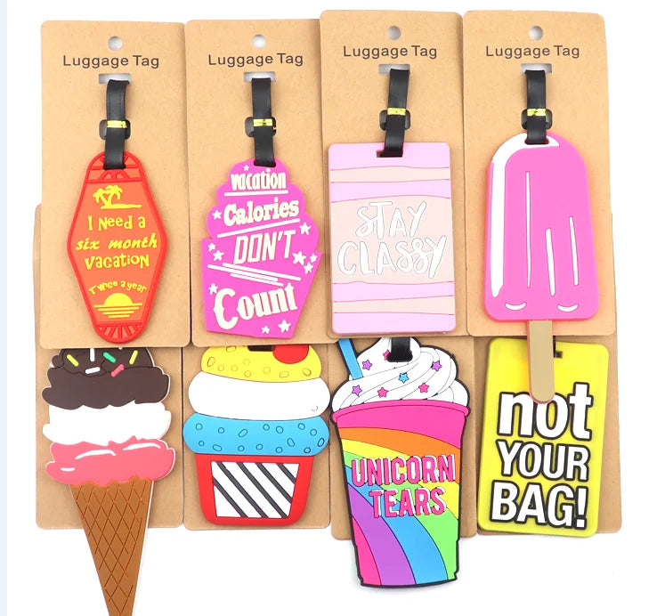 Ice Cream Silicone Luggage Tag Traveling PVC Wholesale Suitcase ID Address Holder Baggage Boarding Tags