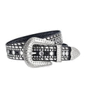 Hot Sale Western Cowboy PU Leather Belt for Casual Style Alloy for Buckle Rhinestone Rivet for Punk Styles America Market