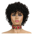 Wholesale Short Curly Wigs Bouncy Hair Afro Wave Brazilian Hair Pixie Cut Machine Made Human Hair Wig With Bangs for Black Women