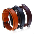 2025 New Punk Bangle Rock Real Genuine Leather Bracelet Charm Jewelry for Women Men Retro Cuff Bangle Arm Accessory Gift